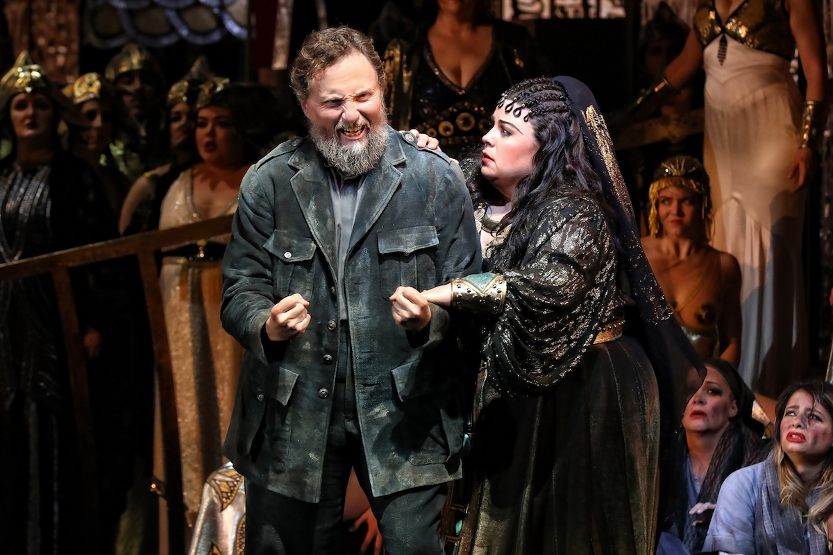 Amber Wagner with Warwick Fyfe as Amonasro, the Ethiopian king and Aida’s father