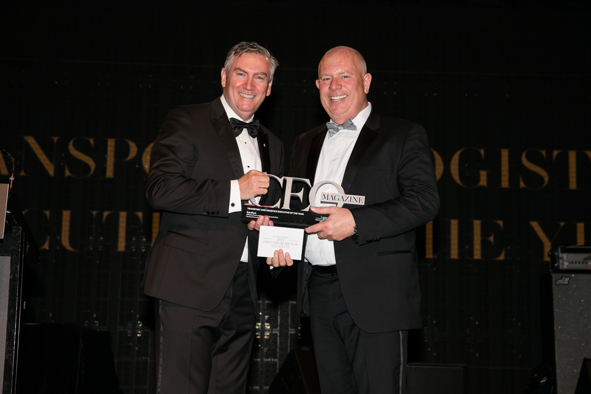 Eddie McGuire and Bob Black, CEO of StarTrack, 2017 Transport & Logistics Executive of the Year