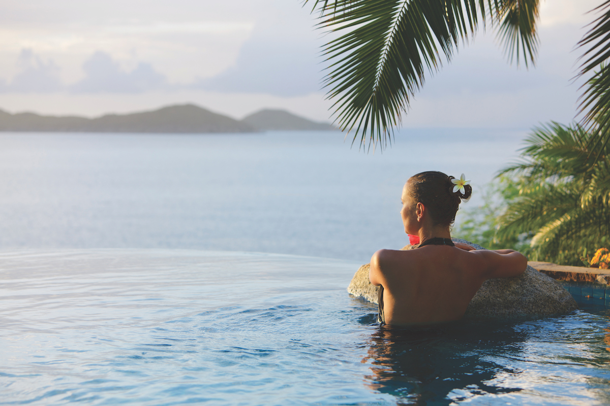 Relaxing by the pool on holiday