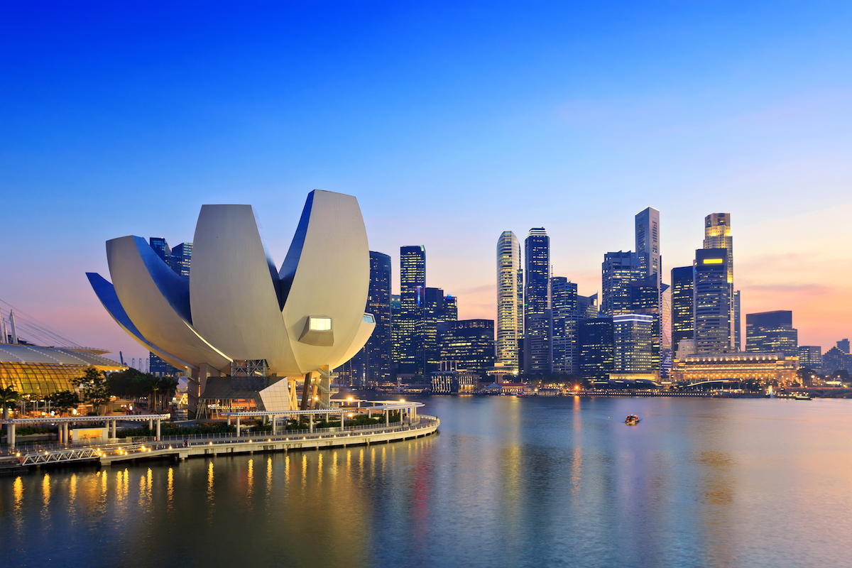 Singapore city skyline view at Marina Bay