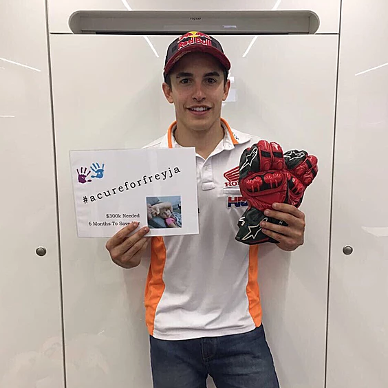 Marc Marquez supports #acureforfreyja