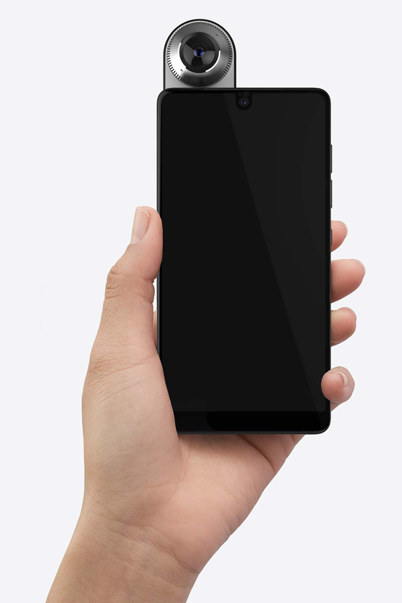 Essential Phone with 360° camera attachment