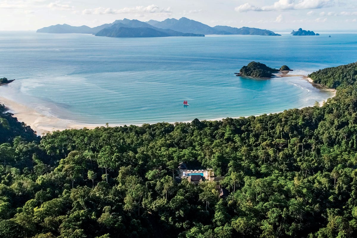 The Datai is built within 500 hectares of virgin rainforest overlooking Datai Bay and over to southern Thailand