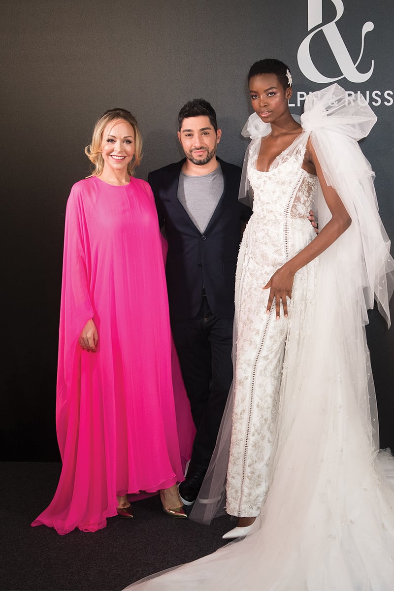 Tamara Ralph and Michael Russo of Ralph & Russo with model Maria Borges.