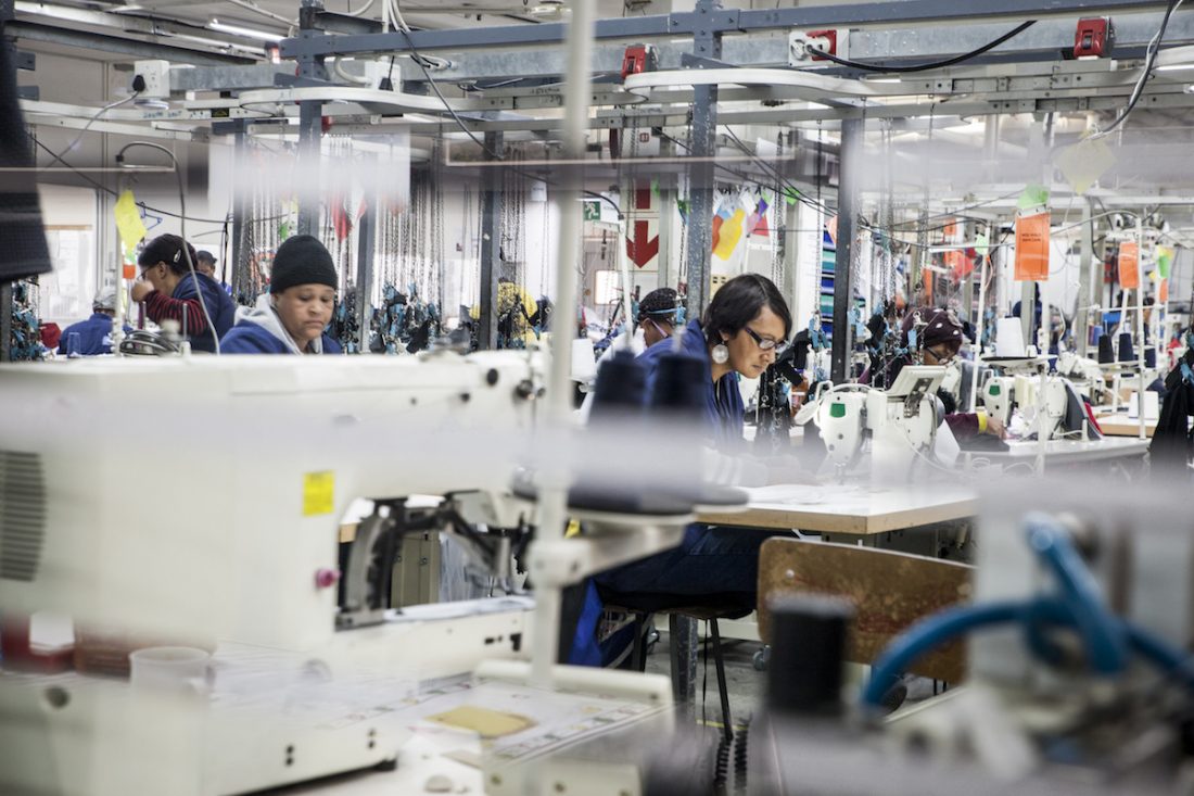 Seamstresses working in factory, Cape Town, South Africa Seamstresses working in factory in South Africa