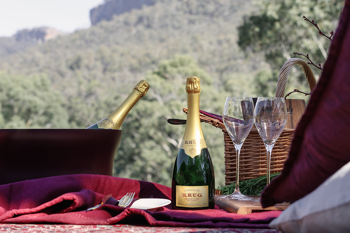Krug Champagne picnic Wolgan Valley Blue Mountains