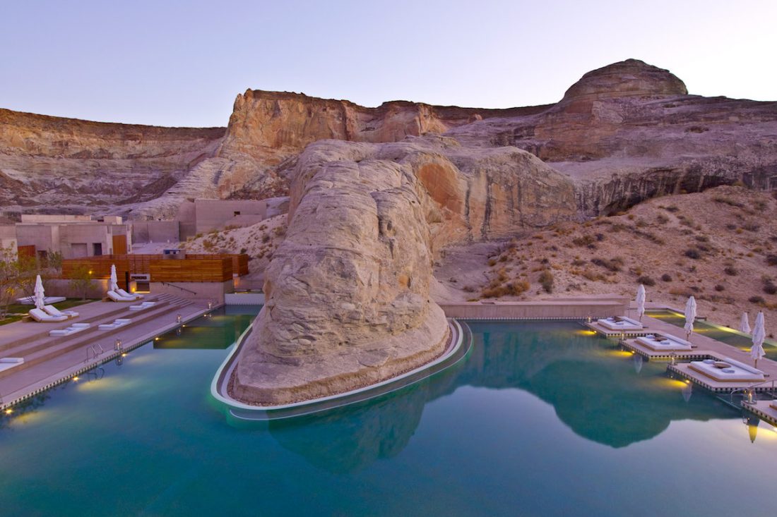 Amangiri swimming pool dusk Amangiri swimming pool dusk