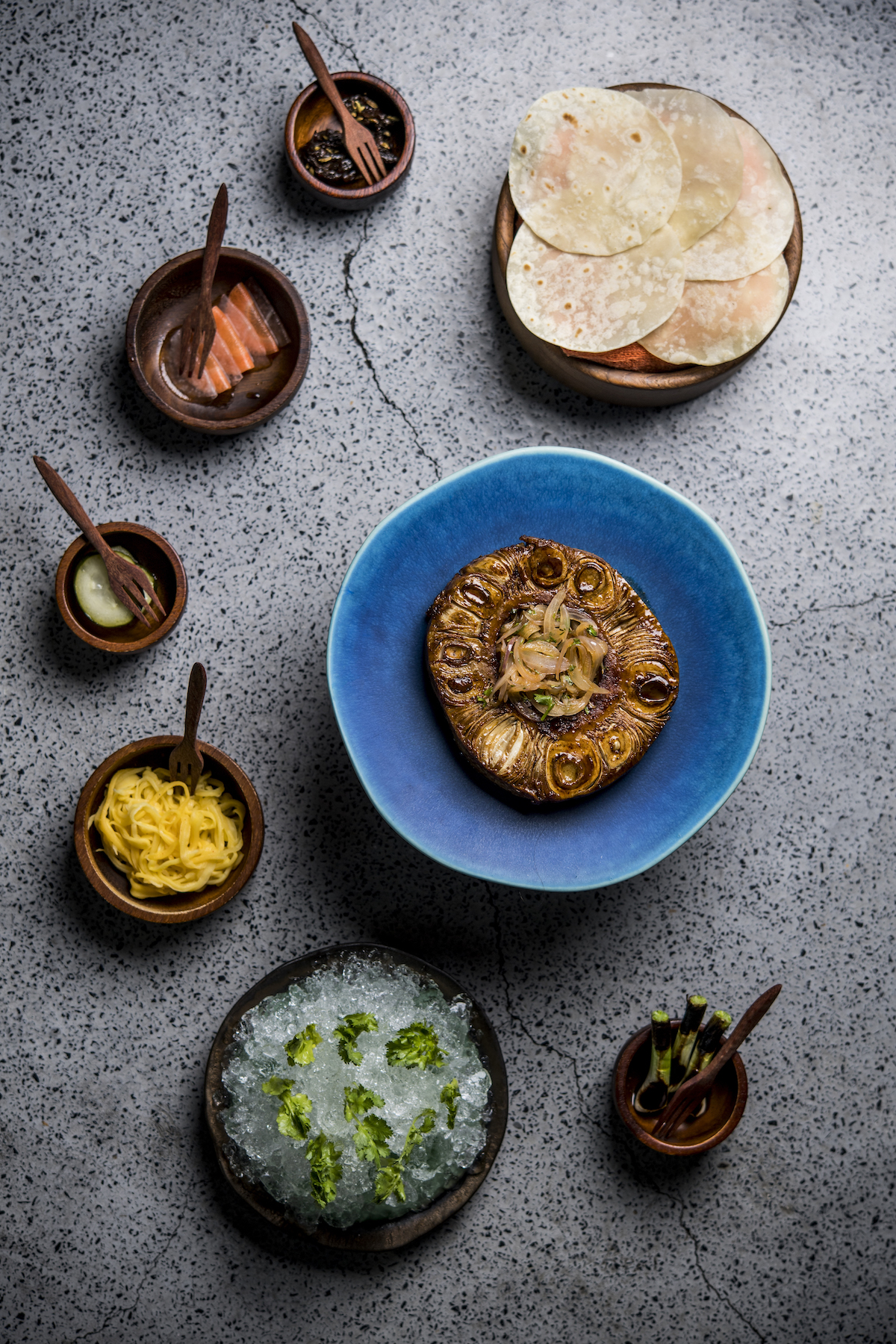 Unripe jackfruit with roti and pickles from Gaa