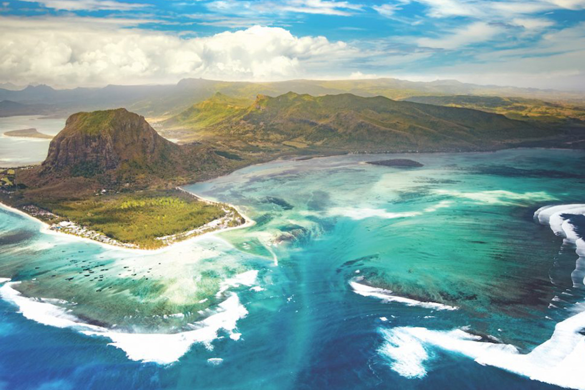 Aerial shot of Mauritius
