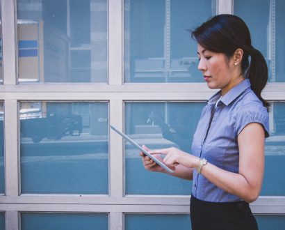 Young professional looking at tablet