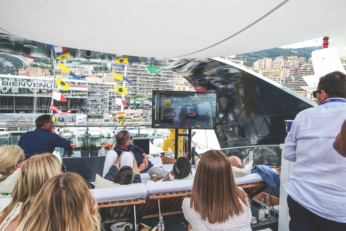 Watching the race on a superyacht in Monaco