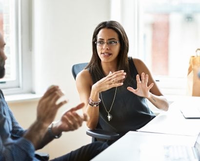 Professional woman conducting performance review