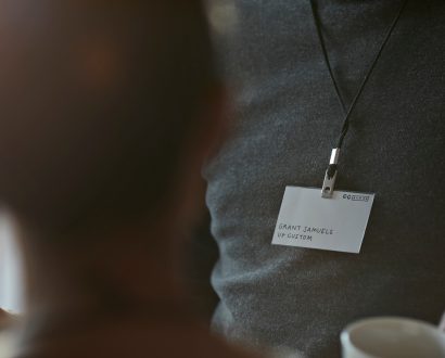 ID tag around worker's neck to show identity