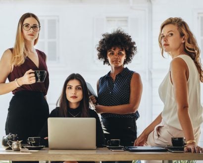 Female CEOs and leaders in a startup business team