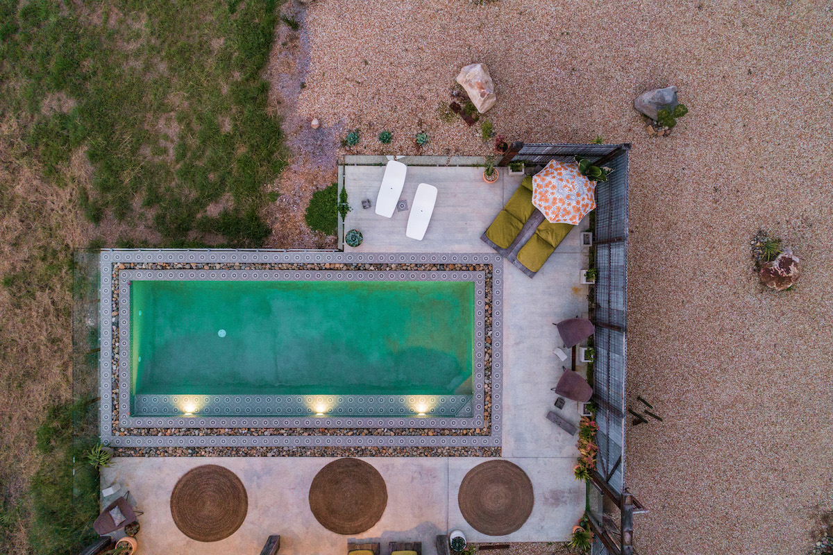 Aerial view of pool at Blackbird Byron