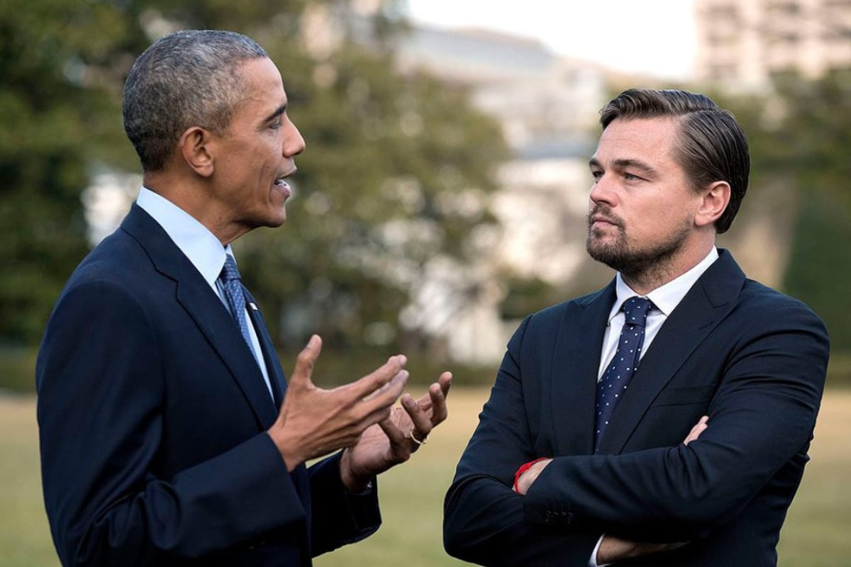 Leonardo DiCaprio and Barack Obama, climate change