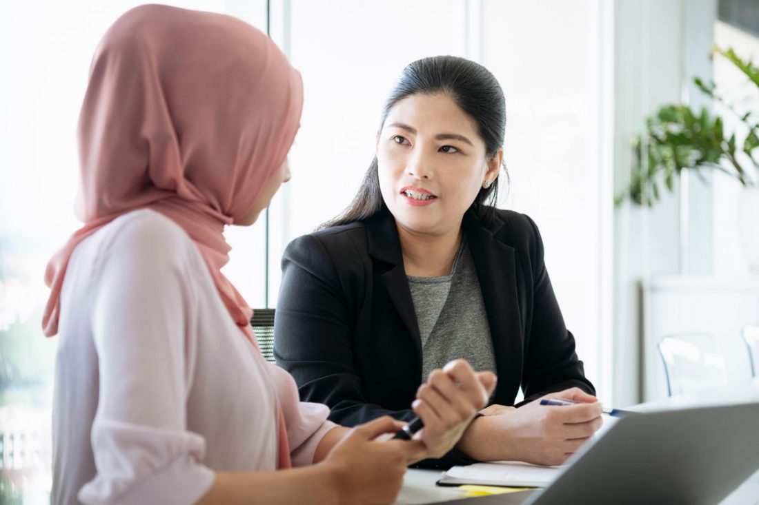 Tackling Turnover Business women having a conversation, a simple step to tackle turnover