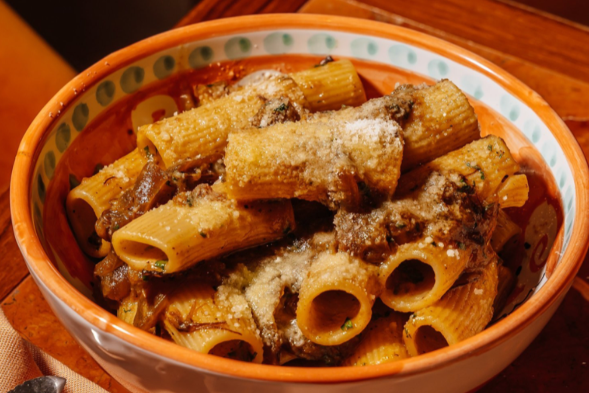 Indulgent pasta dish with plenty of parmesan